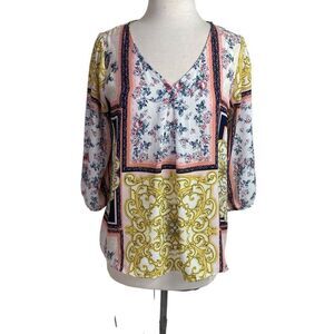 Floral Print V-Neck Blouse - Multicolor by Westport M